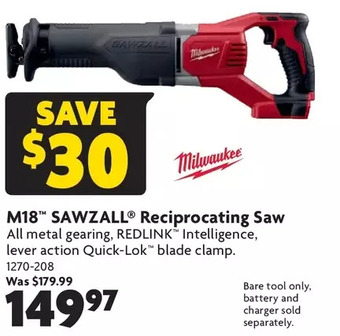Home Hardware M18 Sawzall Reciprocating Saw offer