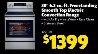 Home Hardware 30" 6.3 Cu. Ft. Freestanding Smooth Top Electric Convection Range offer