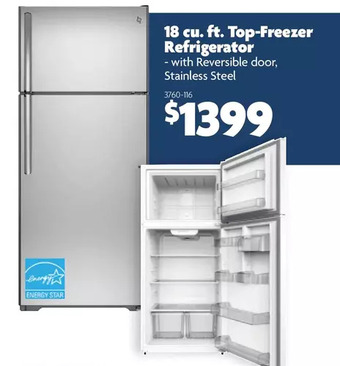 Home Hardware 18 Cu. Ft. Top-Freezer Refrigerator offer
