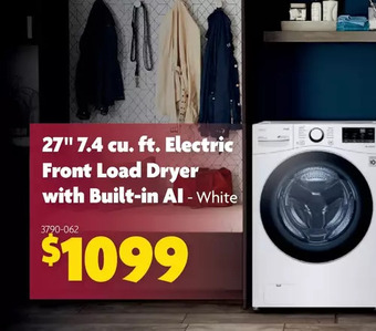 Home Hardware 27" 7.4 Cu. Ft. Electric Front Load Dryer with Built-in AI offer