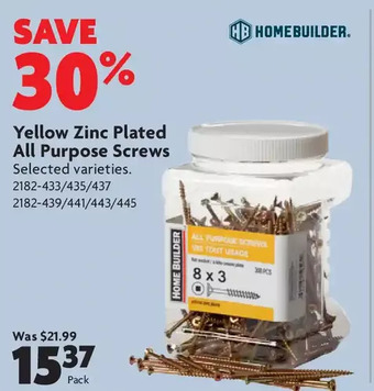 Home Hardware Yellow Zinc Plated All Purpose Screws offer