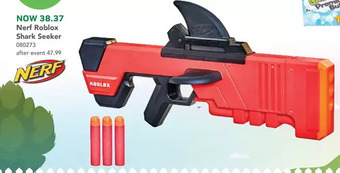 Toys R us Nerf Roblox MM2: Shark Seeker Dart Blaster, Shark-Fin Priming, 3 Nerf Mega Darts offer