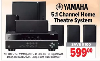 2001 Audio Video Yamaha 5.1 Channel Home Theatre System offer