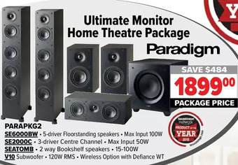 2001 Audio Video Paradigm Ultimate Monitor Home Theatre Package offer