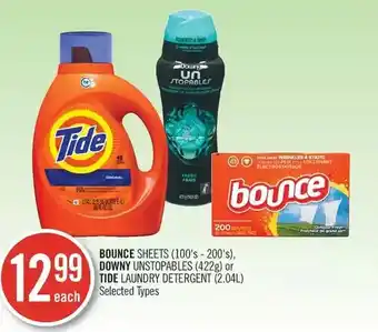 Shoppers Drug Mart Bounce Sheets, Downy Unstoppables or Tide Laundry Detergent offer