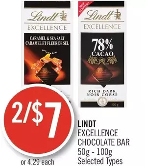 Shoppers Drug Mart Lindt Excellence Chocolate Bar offer