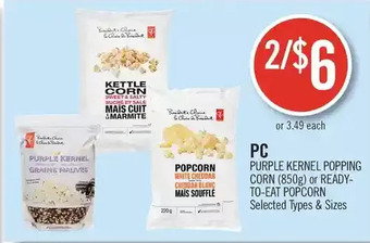 Shoppers Drug Mart PC Purple Kernel Popping Corn or Ready-to-Eat Popcorn offer