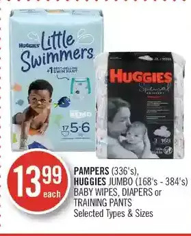 Shoppers Drug Mart Pampers, Huggies Jumbo Baby Wipes, Diapers or Training Pants offer