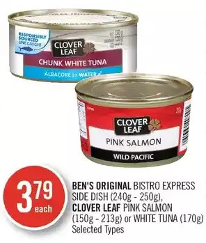 Shoppers Drug Mart Ben's Original Bistro Express Side Dish, Clover Leaf Pink Salmon or White Tuna offer