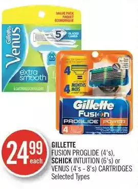 Shoppers Drug Mart Gillette Fusion ProGlide, Schick Intuition or Venus Cartridges offer