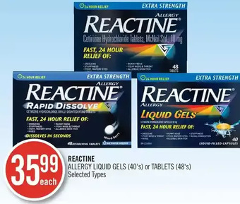 Shoppers Drug Mart Reactine Allergy Liquid Gels or Tablets offer
