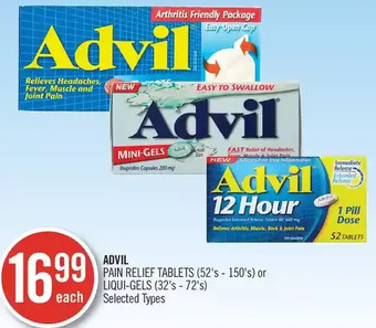 Shoppers Drug Mart Advil Pain Relief Tablets or Liqui-Gels offer