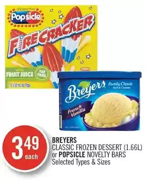 Shoppers Drug Mart Breyers Classic Frozen Dessert or Popsicle Novelty Bars offer