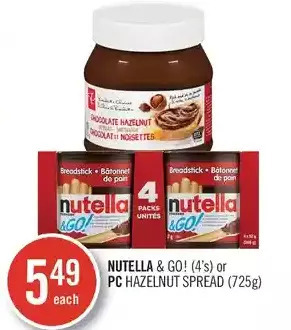 Shoppers Drug Mart Nutella & Go! or PC Hazelnut Spread offer