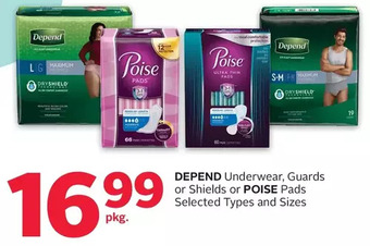 Rexall Depend Underwear, Guards or Shield or Poise Pads offer