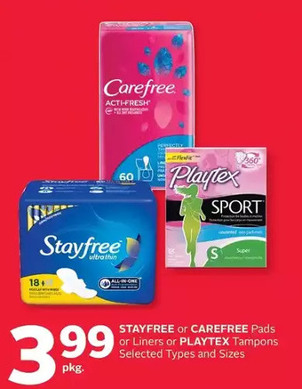 Rexall Stayfree or Carefree Pads or Liners or Playtex Tampons offer