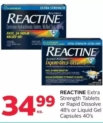 Rexall Reactine Extra Strength Tablets or Rapid Dissolve or Liquid Gel Capsules offer