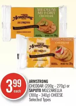 Shoppers Drug Mart Armstrong Cheddar or Saputo Mozzarella Cheese offer