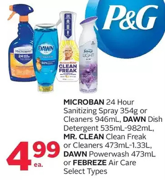 Rexall Microban 24 Hour Sanitizing Spray or Cleaners, Dawn Dish Detergent, Mr. Clean Clean Freak or Cleaners, Dawn Powerwash or Febr offer
