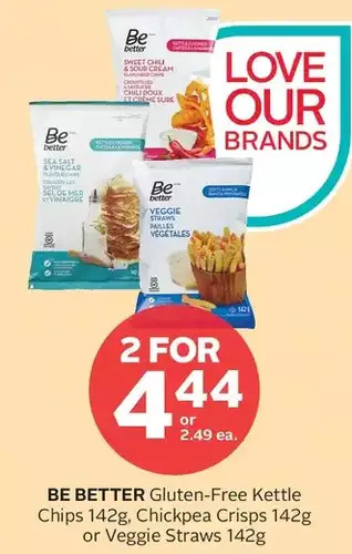Rexall Be Better Gluten-Free Kettle Chips, Chickpea Crisps or Veggie Straws offer