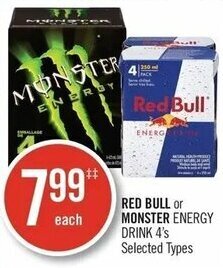 Shoppers Drug Mart Red Bull or Monster Energy Drink 4's offer
