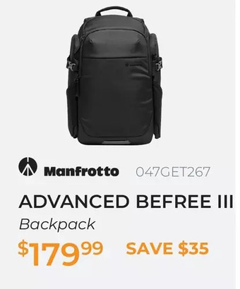 Henry's Manfrotto Advanced Befree III Backpack offer