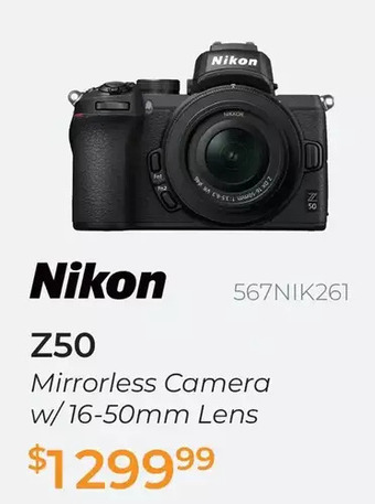 Henry's Nikon Z50 Mirrorless Camera w/ 16-50mm Lens offer