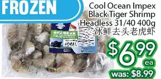 Ample Food Market Cool Ocean Impex Black Tiger Shrimp Headless offer