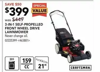 RONA 3-In-1 Self-Propelled Front Wheel Drive Lawnmower offer