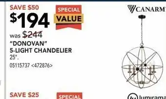 RONA "Donavan" 5-light chandelier offer
