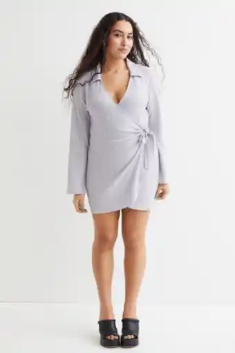 H&M H&m+ wrap dress with collar offer