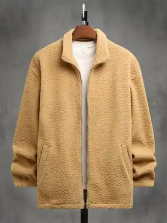 SheIn Men slant pocket zip-up teddy coat without top offer
