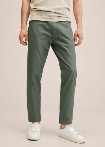Tapered fit cotton trousers