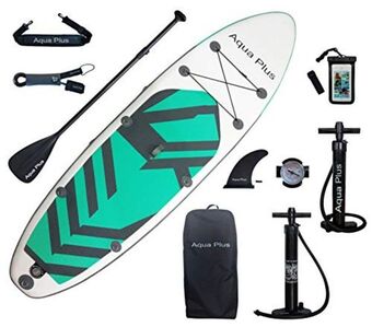 Amazon Aqua plus 11ftx33inx6in inflatable sup for all skill levels stand up paddle board, adjustable paddle,double action pump,isup offer