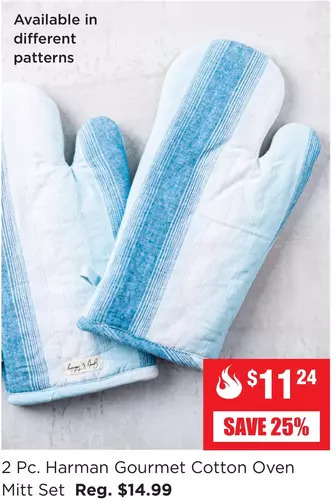 Kitchen Stuff Plus 2 Pc. Harman Gourmet Cotton Oven Mitt Set offer