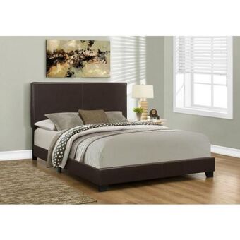 Aaron's Upholstered queen bed set w/ pillow top plush mattress, foundation & protectors - dark brown offer