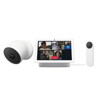 Best Buy Google outdoor awareness bundle - nest hub max smart display, video doorbell & security camera offer