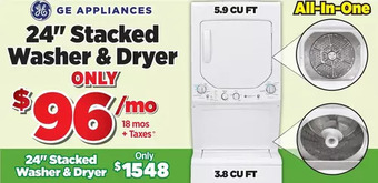 Surplus Furniture GE Appliances 24" Stacked Washer & Dryer offer