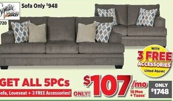 Sofa, Loveseat + 3 Free Accessories
