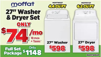 Surplus Furniture Moffat White 27" Washer & Dryer Set offer