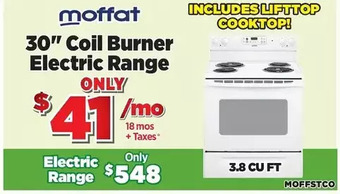 Surplus Furniture Moffat White 30" Electric Range with Coil Burners offer