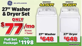 Surplus Furniture General Electric Washer Dryer Set offer