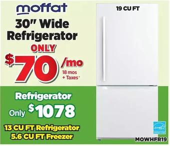 Surplus Furniture Moffat White 19 Cubic Foot Refrigerator offer