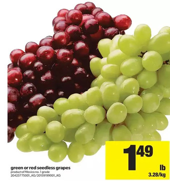 Real Canadian Superstore Green or Red Seedless Grapes offer
