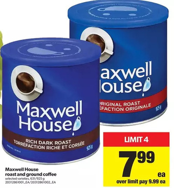 Real Canadian Superstore Maxwell House Roast and Ground Coffee offer