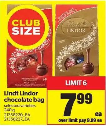Real Canadian Superstore Lindt Lindor Chocolate Bag offer