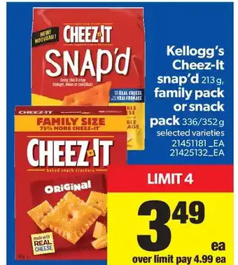 Real Canadian Superstore Kellogg's Cheez-It Snap'd, Family Pack or Snack Pack offer