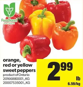 Real Canadian Superstore Orange, Red or Yellow Sweet Peppers offer