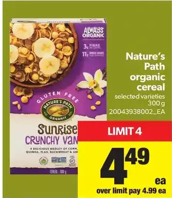 Real Canadian Superstore Nature's Path Organic Cereal offer