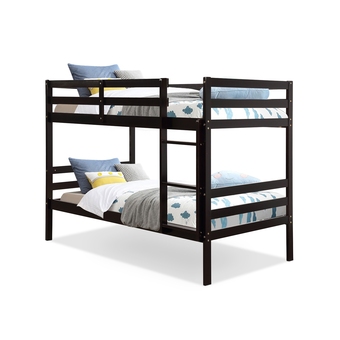 Best Buy Costway Twin Over Twin Wood Bunk Beds Ladder Safety Rail offer